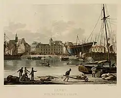 L'arsenal et le bassin du Roi en 1820.