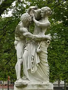 Le Jour (vers 1870-1875), Paris, jardin des grands explorateurs : Marco Polo et Cavelier-de-la-Salle.