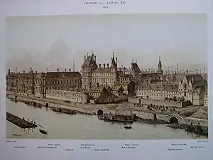 Theodor Josef Hubert Hoffbauer, Le Louvre en 1622 (côté Seine), tel qu'imaginé en 1885.