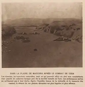 Page 5 du no 41, 6 septembre 1914 : premiers morts en photo, des soldats serbes après la bataille de Cer.