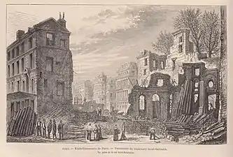 Le percement du boulevard Saint-Germain vu depuis la rue Saint-Dominique, en février 1870.
