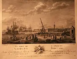 Le Port de Lorient vu du quai de la machine à mâter (1776).