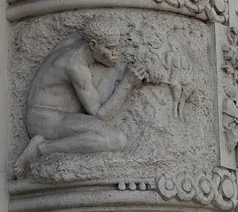Le Sculpteur préhistorique, détail du cycle de L'Homme primitif (1912), Paris, Institut de paléontologie humaine.
