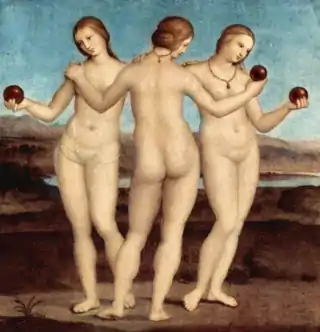 Les Trois Grâces, huile sur bois, Raphaël (1504-1505)