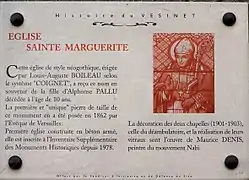 Panneau d'information sur l'église Sainte-Marguerite.