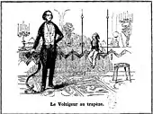 Le voltigeur au trapèze, gravure.