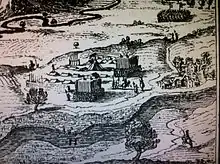 Le camp français et le village de Vrécourt par Abraham Bosse 1634