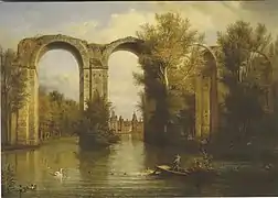 Le château de Maintenon vu à travers l'aqueduc par François-Edme Ricois.