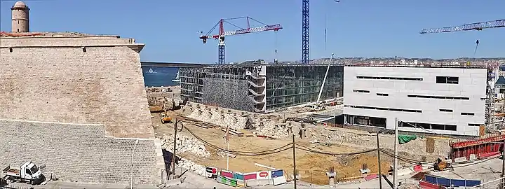 Le chantier du MuCEM en juillet 2012.