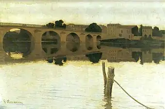 Le Grand pont de Meulan. Effet du soir (1886), mairie de Meulan.