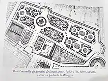 Plan détaillé du jardin de la ménagerie au début du XVIIIe siècle