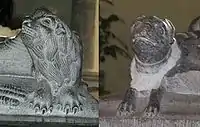 Le lion et le chien - détails aux pieds des gisants de Jean III et de son épouse Isabeau de Werchin