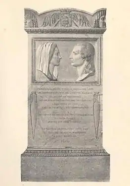 Image du cénotaphe érigé en 1818 dans l'église de Senonnes à la mémoire du marquis et la marquise de Senonnes.