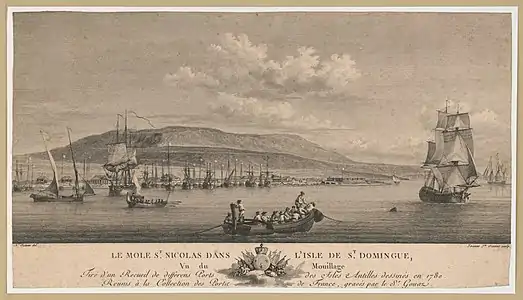 Saint-Domingue en 1780, vue du mole Saint-Nicolas. (Pierre Ozanne)