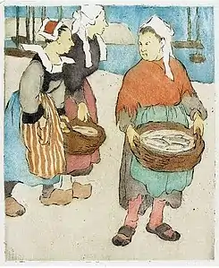 Le Panier de poissons (1910), eau-forte en couleur, Quimper, musée départemental breton.