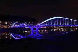 Le pont Schuman le soir de son inauguration.