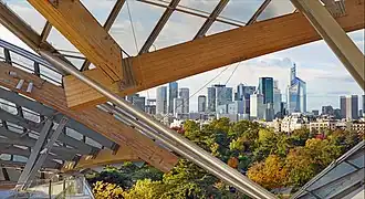 La Défense vue depuis la Fondation Louis Vuitton.