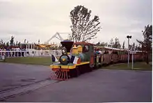 Photographie d'un petit train dans le parc.