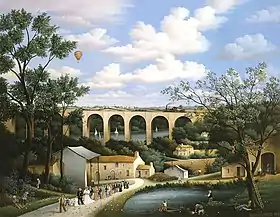 Le viaduc de Barbin peint par Raphaël Toussaint (1985).