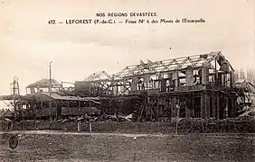 La fosse no 6 détruite après la Première Guerre mondiale.