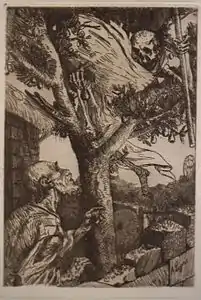 La Mort et le bûcheron, gravure.