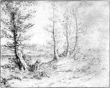 Le Long de la rive, gravure.