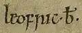 Le ƀ en vieil anglais comme abbréviation de bisceop dans le Livre d’Exeter de 970.