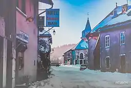 Les Bouchoux centre, son hôtel auberge, son église et sa place