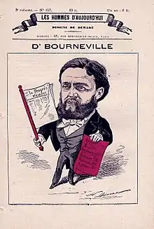 Désiré-Magloire Bourneville par Henri Demare en couverture des Hommes d'aujourd'hui, n°157, 1882.