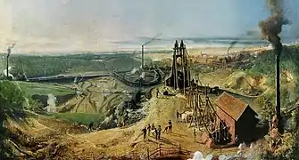 Paysage des puits de Montchanin en 1856.
