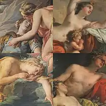 Détail de quatre toiles représentant les Métamorphoses, par Nicolas-René Jollain et Nicolas-Bernard Lépicié
