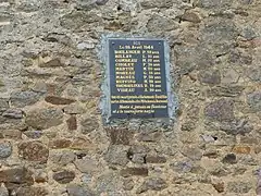 Les Merles, plaque sur la grange en mémoire du 28 avril 1944.