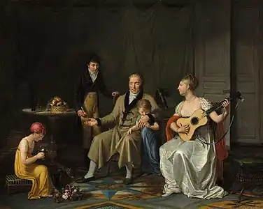 Les Cinq sens ou Un aveugle entouré de ses enfants est consolé de la perte de la vue par la jouissance des quatre autres sens (Salon de 1806)