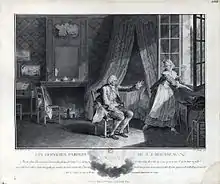 Un homme assis tend une main vers une fenêtre qu'une femme vient d'ouvrir en le regardant.