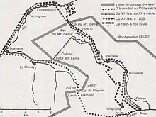 Carte des 4 itinéraires successifs pour le passage du Mont-Cenis