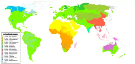 Carte des grandes familles de langues.