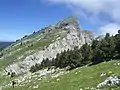 Les rochers de la Balme avec le pas Ernadant.