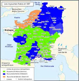 Les royaumes francs en 587
