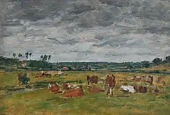 Eugène Boudin, Paysage avec vaches (1881)