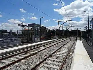 Terminus provisoire du T11 Express le jour de l'ouverture de la ligne.