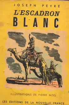 Couverture de l'édition 1934 du Roman "l'escadron blanc". Un méhariste.