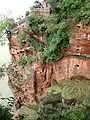 L'escalier originel menant de la tête du bouddha à ses pieds.