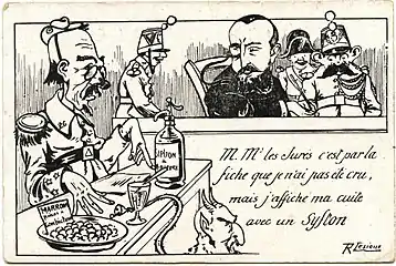 Louis André brocardé en alcoolique, caricature anticipée du procès de Syveton.