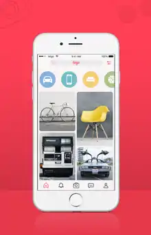 Capture d'écran d'une application mobile de commerce social