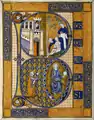 Initiale historiée, Lettre B du Beatus Vir, France, milieu du XIIIe siècle