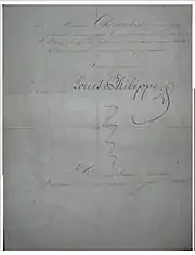 Lettre manuscrite à l'encre avec signature.