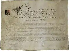 Lettres de concession du titre de baron sous le Premier Empire à Hilaire Benoît Reynaud (1808)