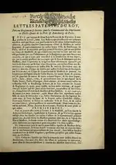 « Lettres patentes du roy, portant règlement & statuts pour la communauté des imprimeurs en taille-douce de la ville & fauxbourgs de Paris », XVIIe siècle.