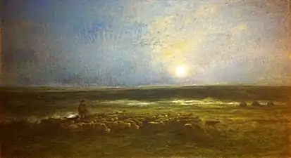 Lever de lune à Auvers, ou Le Retour du troupeau (1877), huile sur toile, 106.5 x 188 cm, musée des beaux-arts de Montréal.