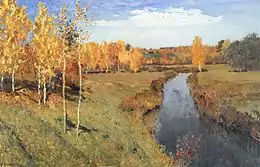 Isaac Levitan. « Automne doré ». Toile peinte sur les rives de la rivière C'eja non loin d'Ostrovno.